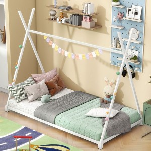 PAGED Metal Bed Frame Twin Size House Platform Bed with Triangle Structure, No Box Spring Required, Easy Assembly - 1 of 4