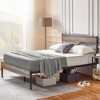 VECELO Metal Platform Bed Frame with Wooden Headboard - 2 of 4