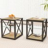 ACEPANO 17.72 in. W Set of 2 Modern End Table with Tempered Glass & MDF Top-Natural - 3 of 3