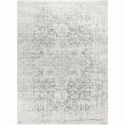 Mark & Day Amelia 6'7"x9' Rectangle Woven Indoor Area Rugs Charcoal/Light Gray/Beige: Stain-Resistant, Pet Friendly, Traditional