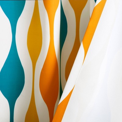 Turquoise and Orange Polyester Blackout Pleated Window Panels