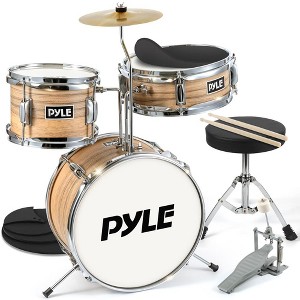 Pyle Kids Drum Set, 3 Piece Beginner Junior Drummer Kit with 13" Bass Drum, - 1 of 4