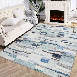Washable Geometric Rug Non-Slip Modern Abstract Rug Boho Accent Rug - 1 of 4