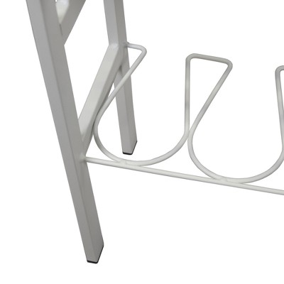 White Metal Entryway Shoe Storage Bench with Curved Wire Frame