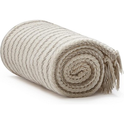 Americanflat 100% Cotton Throw Blanket - 50x60 - Neutral Lightweight Cozy Soft Throws for Bed, Sofa, or Chair. Available in a variety of Colorss