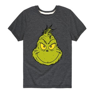 Boys' - Dr. Seuss - Grinch Face Short Sleeve Graphic T-Shirt - 1 of 4