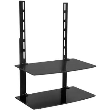 Mount-It! TV Wall Mount Shelf for Cable Box, DVD Player, AV Components and Accessories, Two Shelves, Tempered Glass Storage Bracket, Black