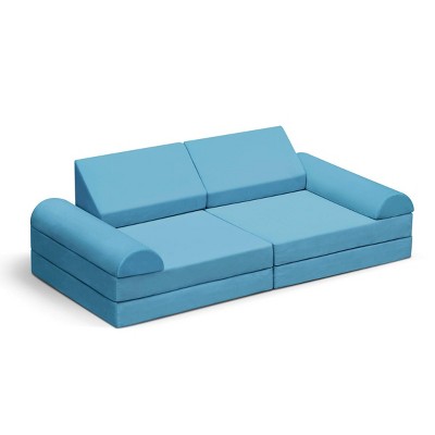 INFURNIC Sofas Modular Kids Play Sofa 8 Pieces Convertible for Playroom Bedroom Fun, Blue, 56"*28"*18"