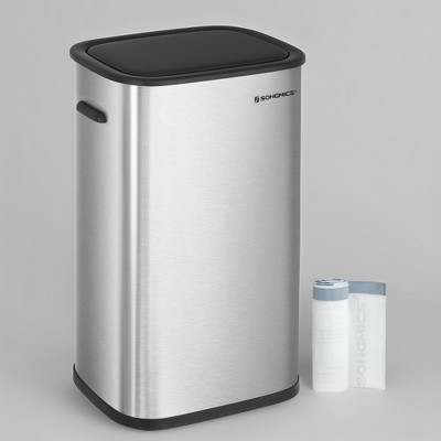 13 Gallon ( 50L ) Motion Sensor Trash Can, Automatic Garbage Can with Soft-Close Lid, Stainless Steel, 15 Trash Bags Included, Silver