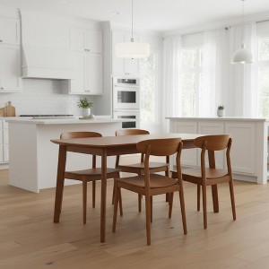 Homy Casa 47" Mid-Century Wood Dining Table, Modern Rectangle Kitchen & Dining Room Table, Brown - 1 of 4