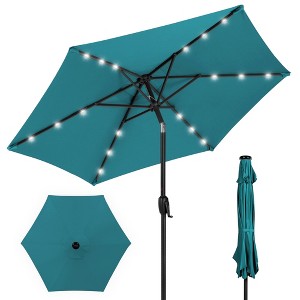 Best Choice Products 7.5ft Outdoor Solar Patio Umbrella for Deck, Pool w/ Tilt, Crank, LED Lights - 1 of 4