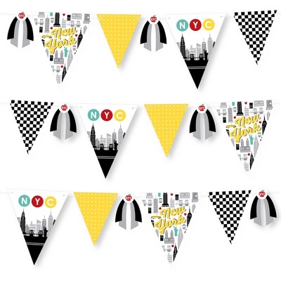 Big Dot of Happiness NYC Cityscape - DIY New York City Party Pennant Garland Decoration - Triangle Banner - 30 Pieces