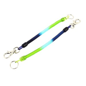 Unique Bargains Metal Lobster Clasp Elastic Plastic Ring Coil Keychain Green Blue 2 Pcs - 1 of 4