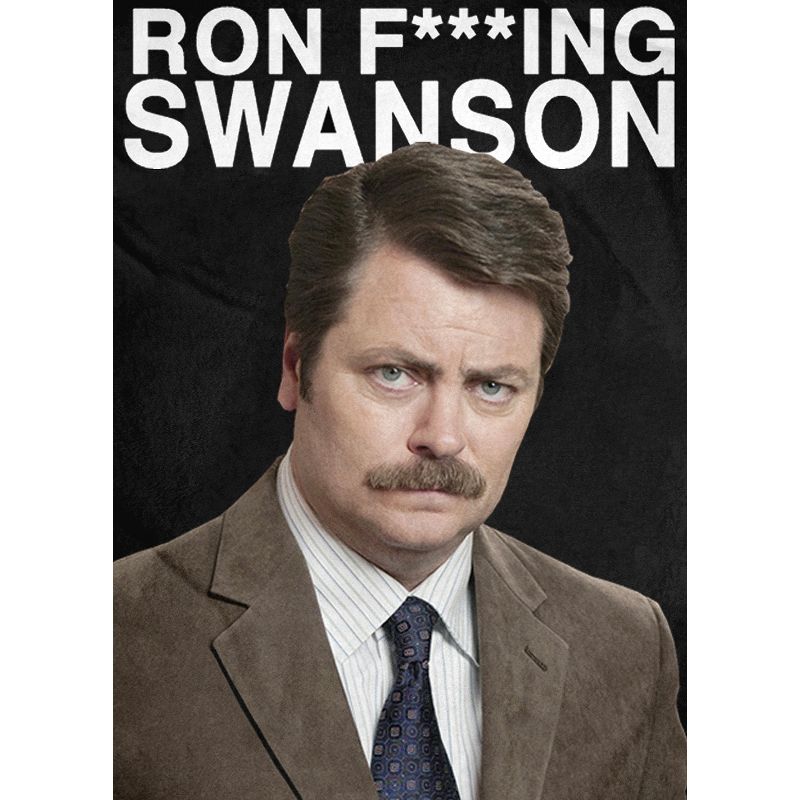 Parks And Recreation Ron F-ing Swanson Super Soft Fleece Throw Blanket Black, 2 of 4