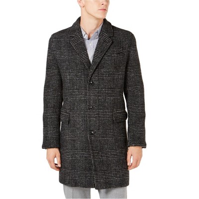 Michael Kors Mens Slim Fit Plaid Top Coat