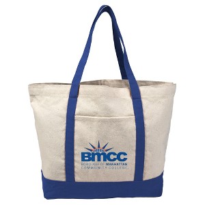 Borough Of Manhattan Community College Primary Logo Canvas Tote Bag With External Pocket, Reusable Shoulder Bag for Shopping, School, Beach - 1 of 4