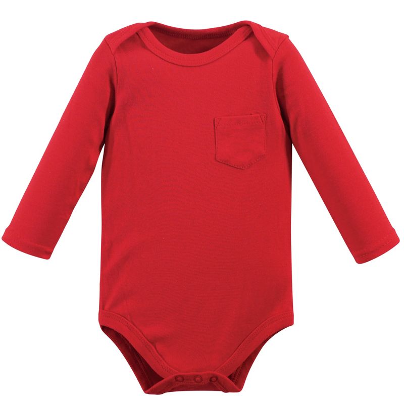 Hudson Baby Infant Boy Cotton Long-Sleeve Bodysuits 5pk, Pizza, 3 of 8