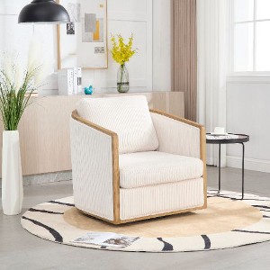 CAVINAS 360 Degree Swivel Chair, Swivel Barrel Chair, Rattan Accent Chair, Single Sofa Chair for Living Room, Leisure Arm Chair - 1 of 4