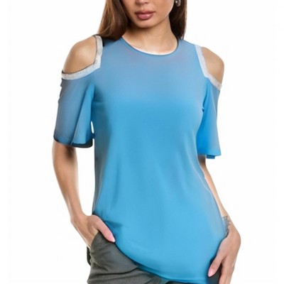 Women's Cold Shoulder Rhinestone Trim Blouse - Why Dress