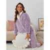 cheibear Women's Fluffy Fleece Pullover Tops with Pants Winter Plush Warm Pajamas Sets - 2 of 4