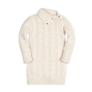 Hope & Henry Girls' Split Neck Turtleneck Cable Sweater Dress, Toddler - 1 of 4