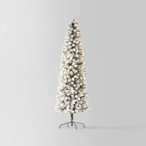 Pre-lit Flocked Full Alberta Spruce Artificial Christmas Tree Warm White LED Lights - Wondershop™ - 1 of 4