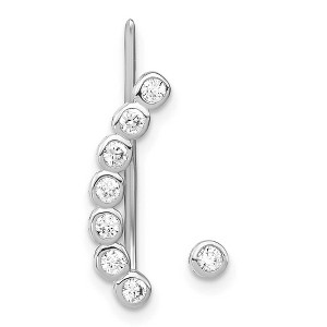 Black Bow Jewelry CZ Rhodium-Plated Sterling Silver 1 Ear Climber & 1 -3mm Stud Earring - 1 of 4