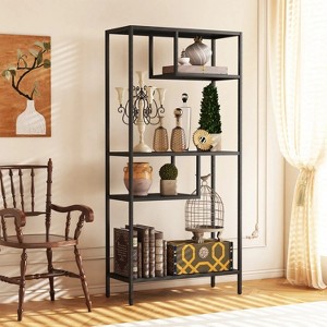 Modern Storage Shelf with 4 Compartments & Metal Legs, Freestanding Organizer,Book Shelves Display Shelves - 1 of 4