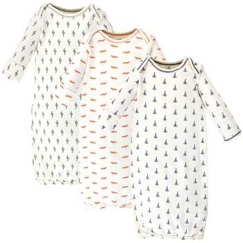 Touched by Nature Unisex Baby Organic Cotton Gowns, Prints Foxes, Preemie/Newborn