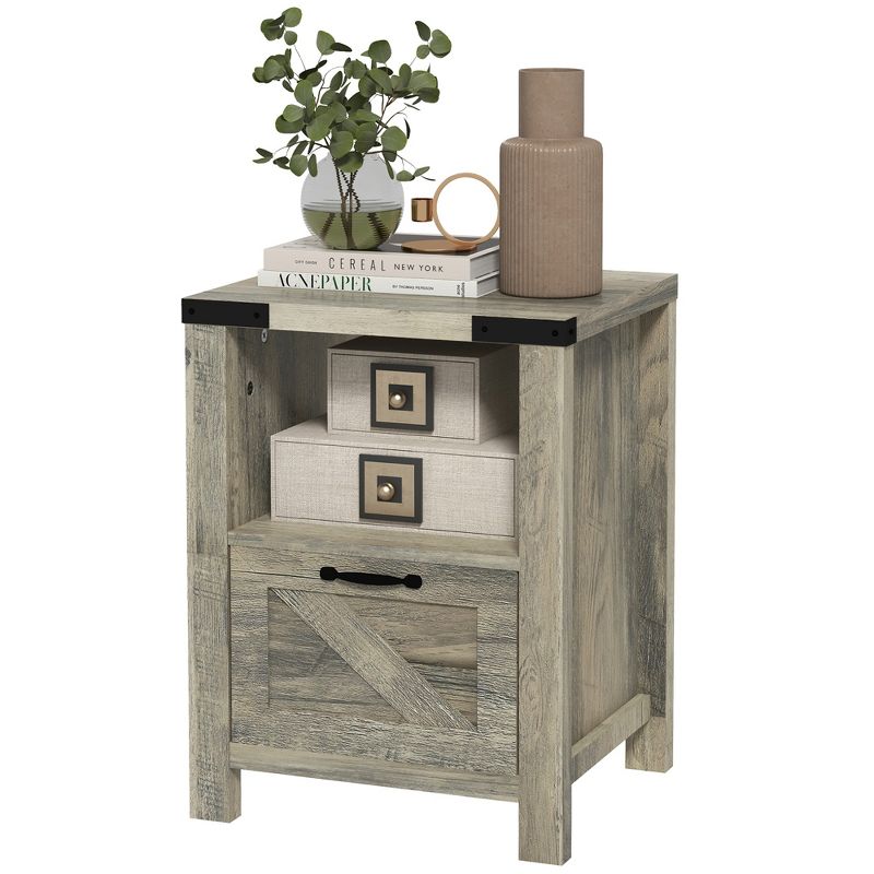 HOMCOM Industrial Side Table with 1 Drawer 1 Open Shelf and Big Tabletop, 4 of 7