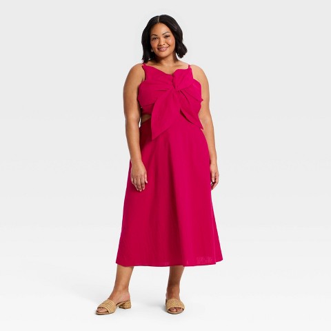 Женские платья A New Day Women's Constructed Flower Midi Dress - A New Day™ Dark Pink L
