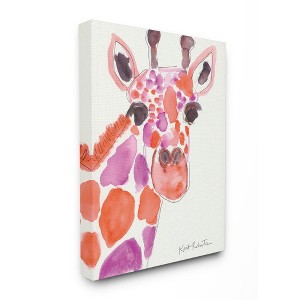 Stupell Industries Kid's Giraffe Zoo Animal Red Purple Watercolor - 1 of 4