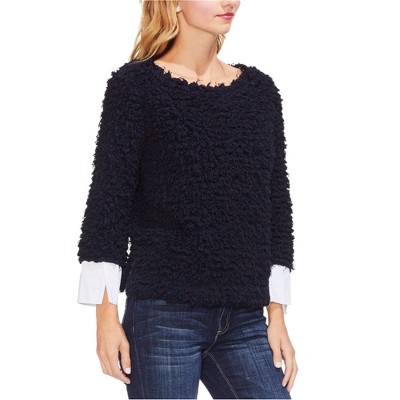 Vince Camuto Womens Popcorn Knit Pullover Blouse