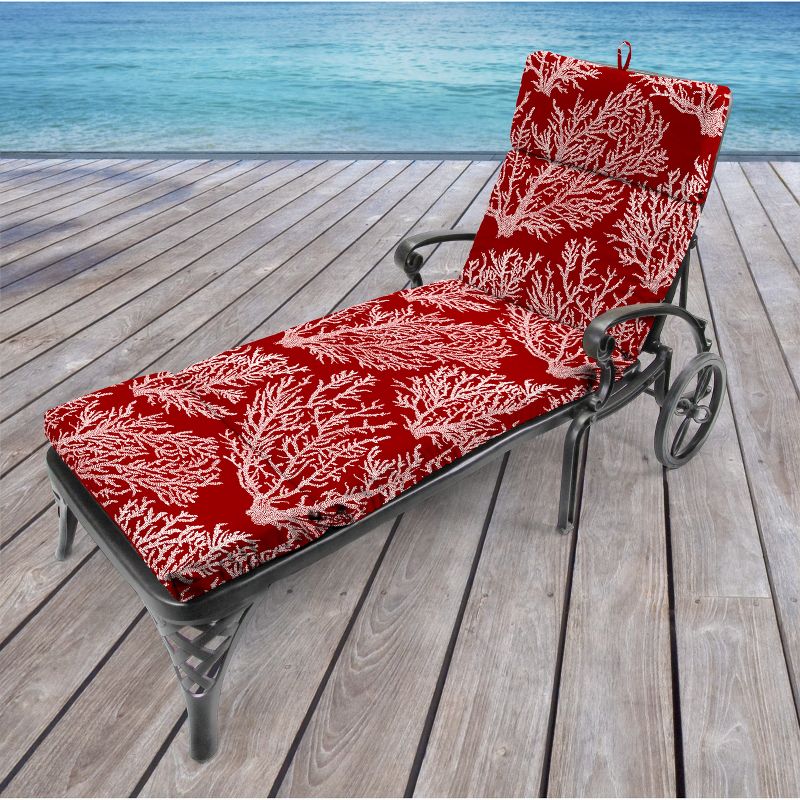 Outdoor French Edge Chaise Lounge Cushion- Jordan Manufacturing, 3 of 5