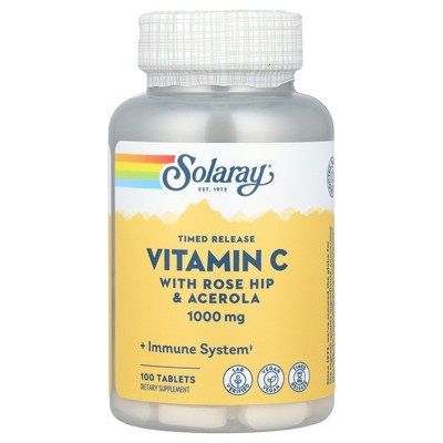 Solaray Timed Release Vitamin C with Rose Hip & Acerola, 1,000 mg, 100 Tablets