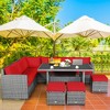 Costway 7 PCS Patio Rattan Dining Set Sectional Sofa Couch Ottoman Garden White\Red\Black - image 3 of 4