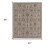 Tan Brown and Gray Wool Oriental Hand Knotted Area Rug With Fringe - 3 of 4