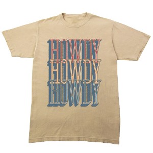 Western Howdy Repeat Text Crew Neck Short Sleeve Tofu Unisex Adult T-shirt - 1 of 4
