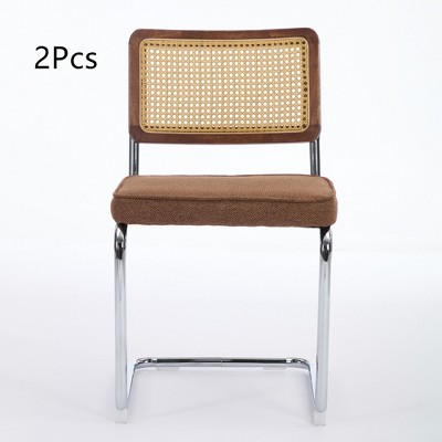 Anybear 2Pcs Modern Dining Chairs, Upholstered Rattan Kitchen Chairs