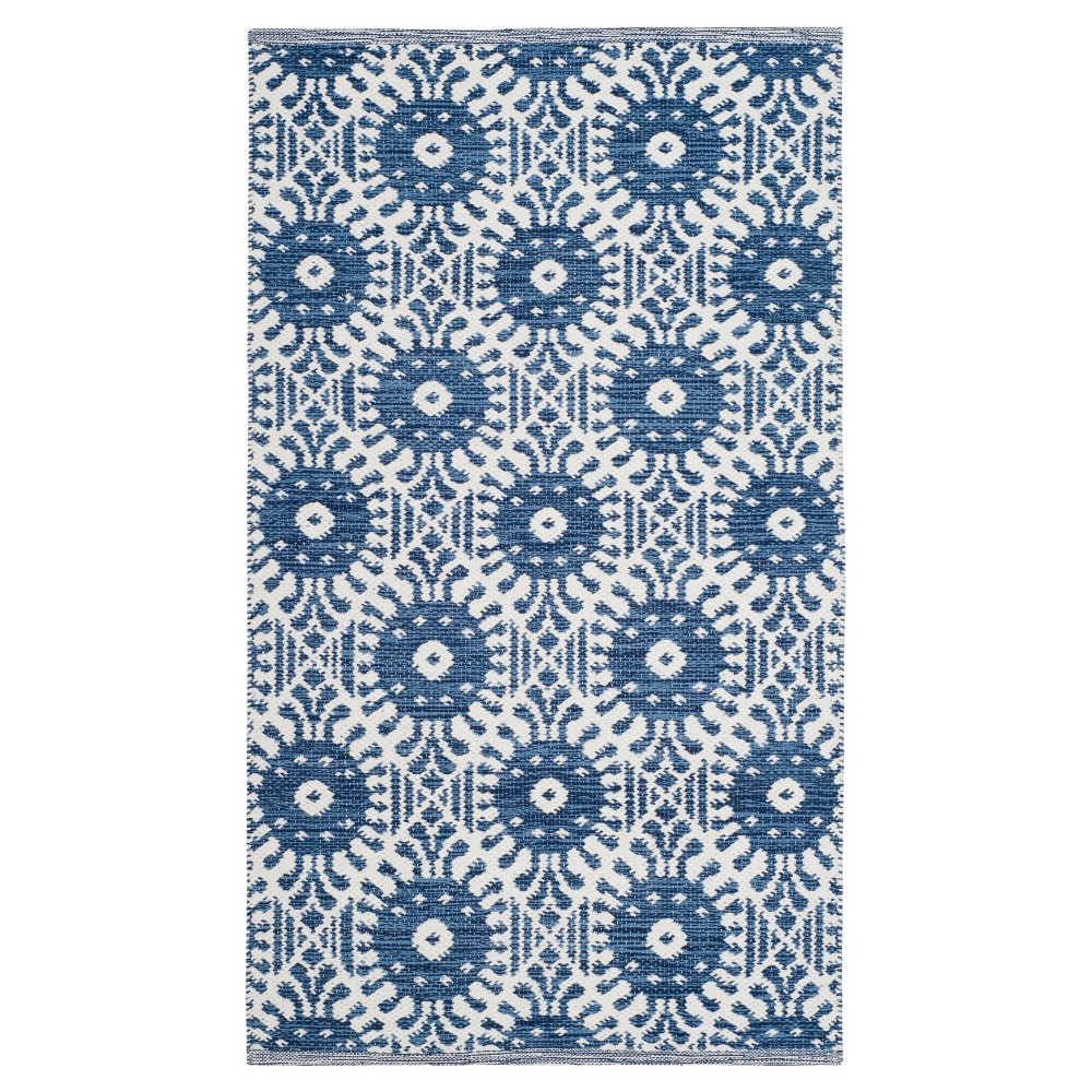 3'x5' Nedra Geometric Woven Area Rug Navy/Ivory - Safavieh