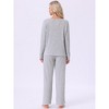 INSPIRE CHIC Womens Ribbed Knit Fuzzy Pajamas Long Sleeve Top and Pants Outfits Lounge Sets - 4 of 4