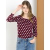 INSPIRE CHIC Women's Stretchy Cotton Slim Scoop Neck Long Sleeve Polka Dots Knitted Top Sweaters - 2 of 4