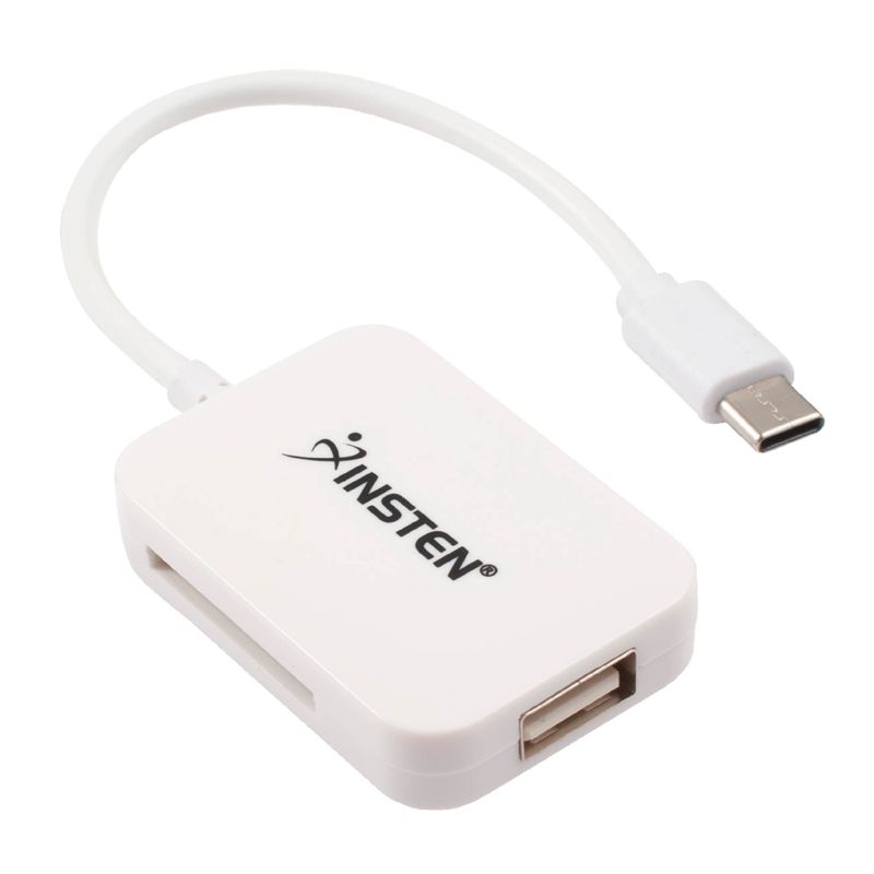 Insten USB C Card Reader with USB Hub, Portable Card Adapter, For SDXC, SDHC, SD, Micro SDXC, Micro SD, Micro SDHC, Fast Reader / Writer, White, 1 of 10