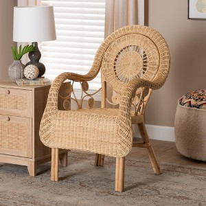 bali & pari Putri Modern Bohemian Natural Rattan Arm Chair - 1 of 4