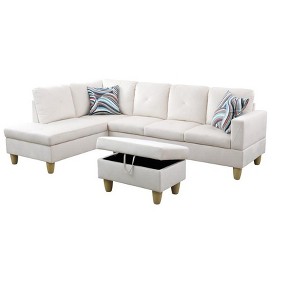 DOMETOUR Modern 3-Piece Living Room Sofa Set (Sofa+Left Side Chaise+Ottoman) - 1 of 4