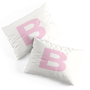 Deny Designs Standard April Lane Art Block Pink Monogram B Microfiber Printed Pillow Sham - 1 of 3