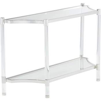 55 Downing Street Erica Modern Acrylic Rectangular Console Table 48" x 16" with Shelf Clear Thin Legs for Living Room Bedroom Bedside Entryway House