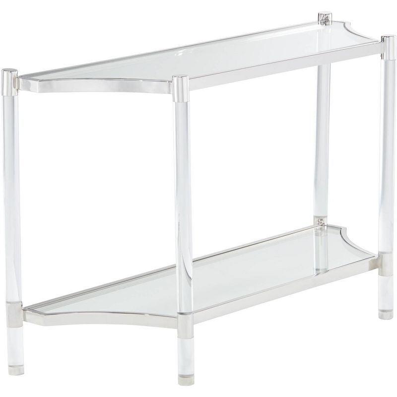 55 Downing Street Erica Modern Acrylic Rectangular Console Table 48" x 16" with Shelf Clear Thin Legs for Living Room Bedroom Bedside Entryway House, 1 of 10