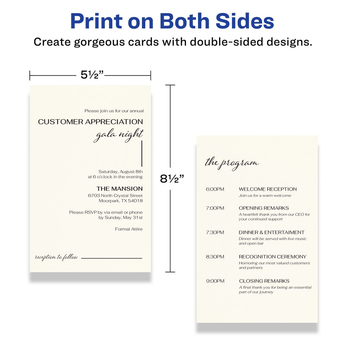 Avery 5-1/2" x 8-1/2" Rectangle, Matte Ivory Invitation Cards - thumbnail 6