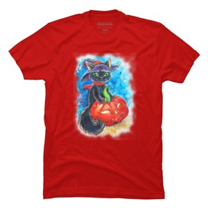 Men's Design By Humans halloween. the witch cat By POLINART T-Shirt - 1 of 4